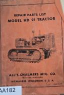 Allis-Chalmers-Allis-Chalmers Mfg. Co., Tractor Division Model HD21 Tractor, Repair Parts List Manual.-HD21-01